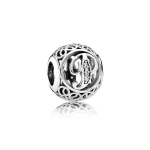 (kép) PANDORA Vintage P, sterling ezüst, cirkónia - 791860CZ