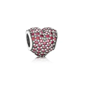 (kép) PANDORA Vörös pavé szív charm - 791052CZR