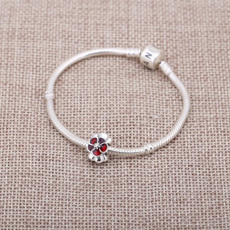 (kép) PANDORA Vörös pipacsvirág charm - 790897EN07 - Megtekintés 2