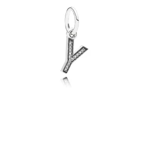 (kép) PANDORA Y betű függő charm - 791337CZ
