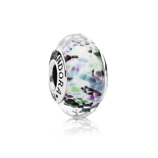 (kép) PANDORA Zöld batikmintás fazettált üveg charm - 791610