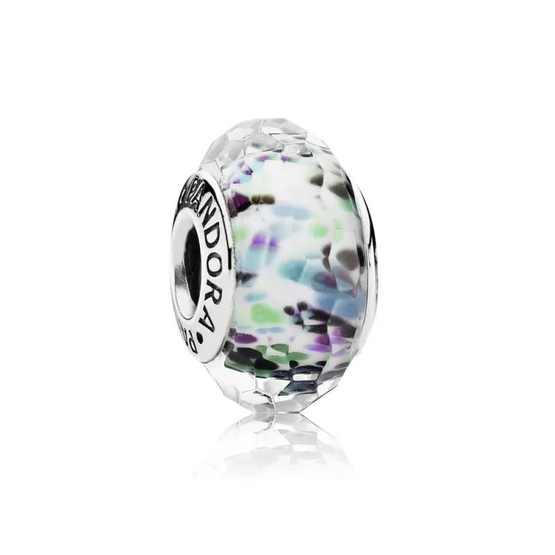 (kép) PANDORA Zöld batikmintás fazettált üveg charm - 791610