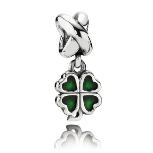 (kép) PANDORA Zöld négylevelű lóhere függő charm - 790572EN25