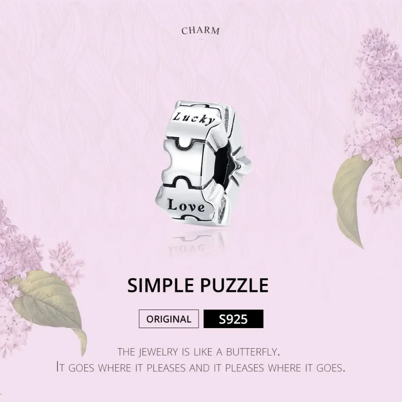 (kép) PANDORA típusú egyszerű puzzle klip charm - BSC377 - Megtekintés 6