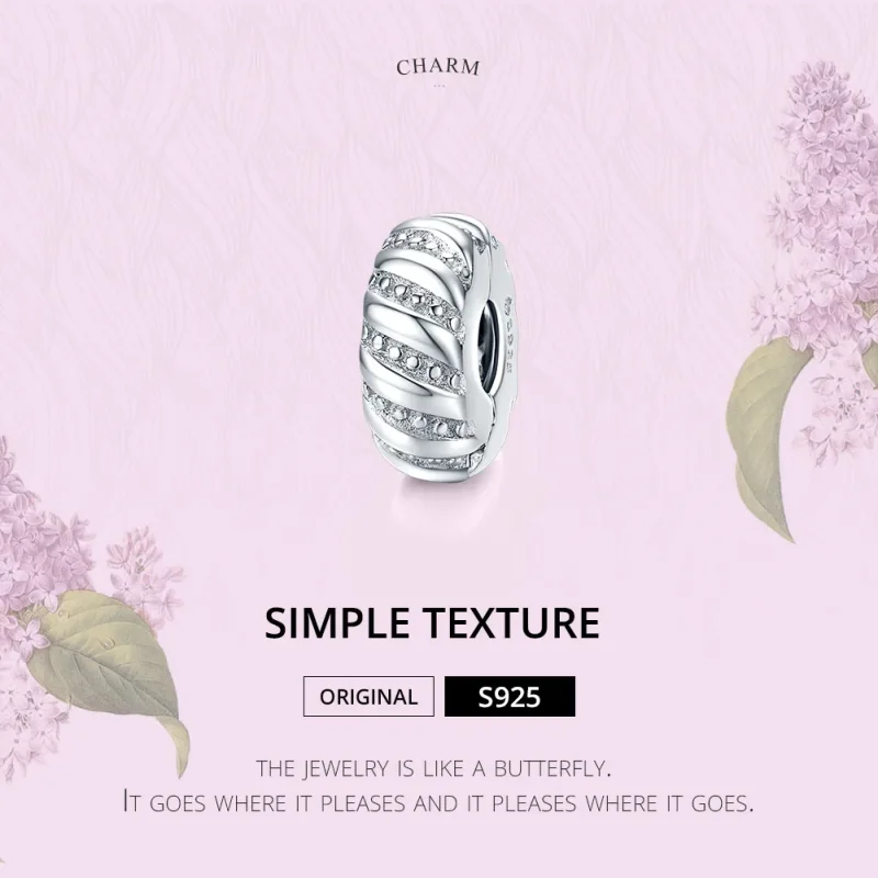 (kép) PANDORA típusú egyszerű textúra klip charm - BSC278 - Megtekintés 6