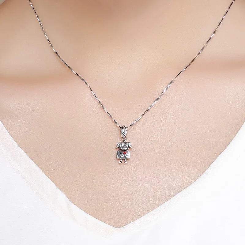 (kép) PANDORA típusú apa lánya függő charm - SCC690 - Megtekintés 3