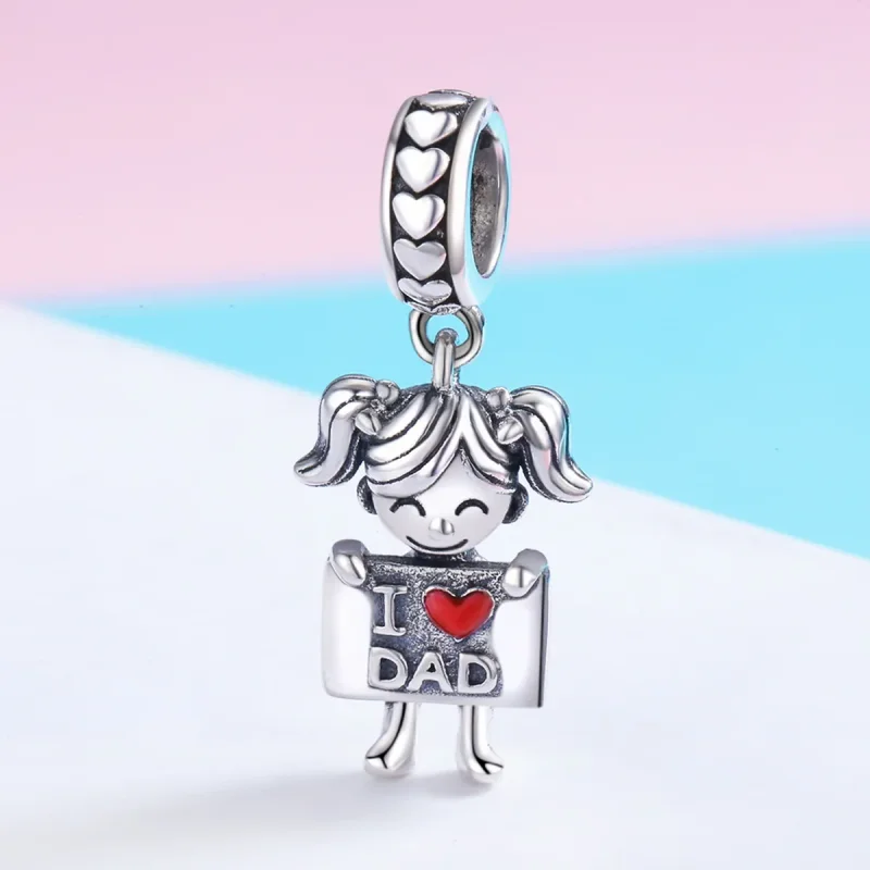 (kép) PANDORA típusú apa lánya függő charm - SCC690 - Megtekintés 4