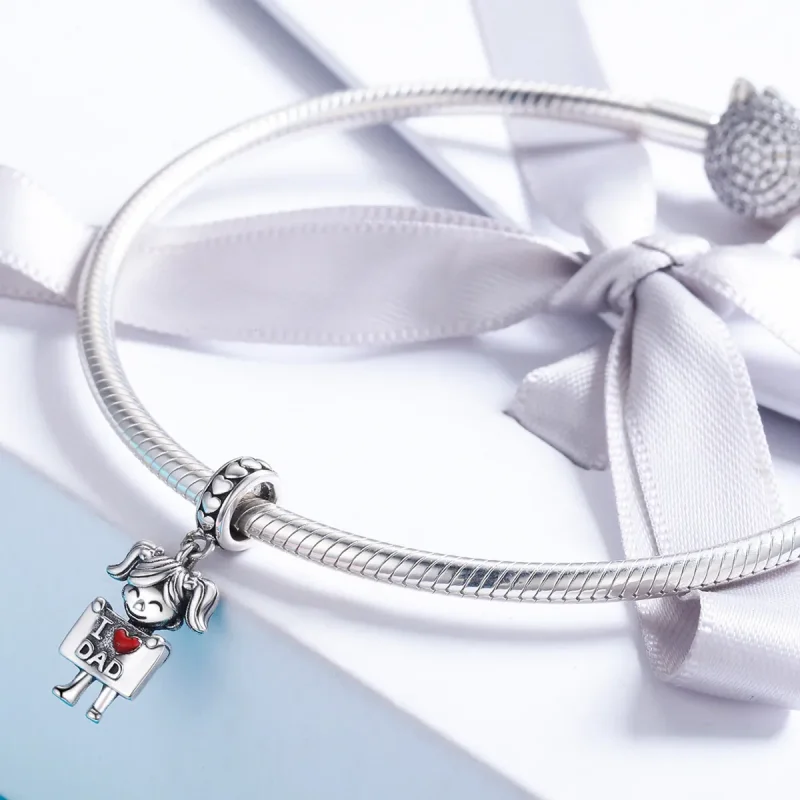 (kép) PANDORA típusú apa lánya függő charm - SCC690 - Megtekintés 5