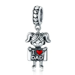 (kép) PANDORA típusú apa lánya függő charm - SCC690