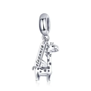 (kép) PANDORA típusú aranyos zsiráf függő charm - SCC976