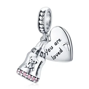 (kép) PANDORA típusú Bébi medve palack függő charm - BSC491