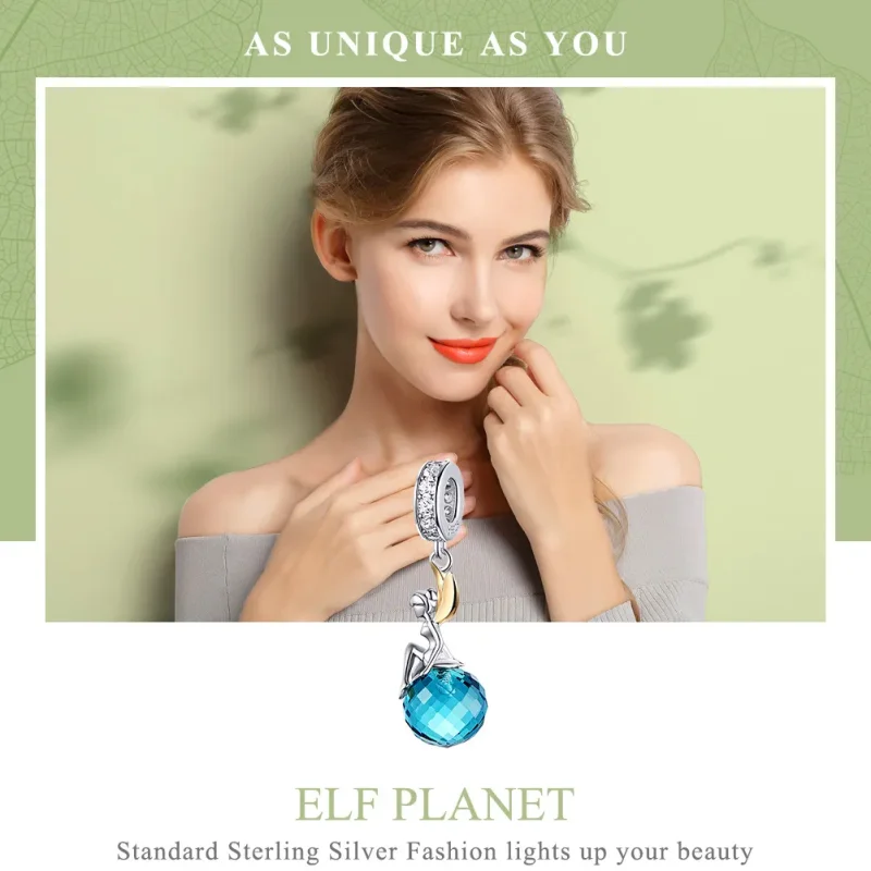 (kép) PANDORA típusú bicolor elf planet függő charm - BSC056 - Megtekintés 6