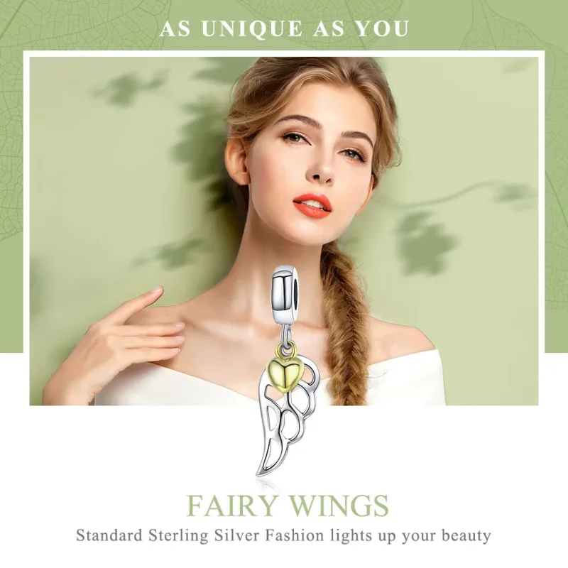 (kép) PANDORA típusú bicolor elf wings függő charm - SCC838 - Megtekintés 6