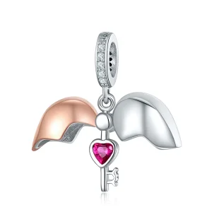 PANDORA típusú bicolor kulcs a nyitott szívben függő charm - SCC844 (kép) PANDORA típusú bicolor kulcs a nyitott szívben függő charm - SCC844