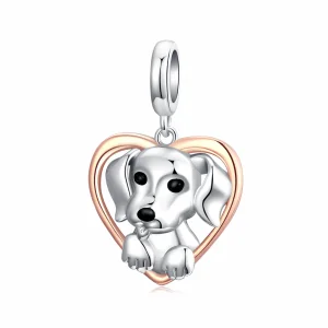 (kép) PANDORA típusú bicolor labrador kiskutya függő charm - SCC1611