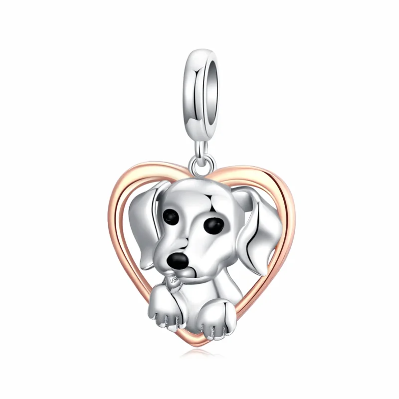 (kép) PANDORA típusú bicolor labrador kiskutya függő charm - SCC1611