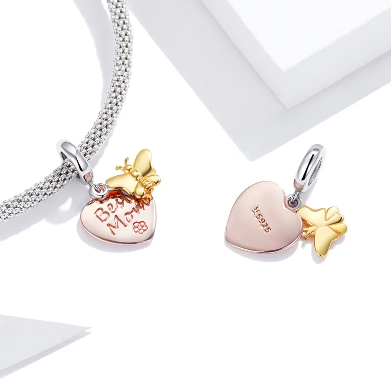 (kép) PANDORA típusú bicolor legjobb anya függő charm - SCC1792 - Megtekintés 4