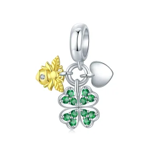 PANDORA típusú bicolor lóhere bee-vel függő charm - BSC303 (kép) PANDORA típusú bicolor lóhere bee-vel függő charm - BSC303