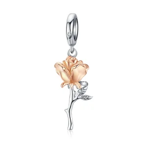 (kép) PANDORA típusú bicolor lover rose két színű virág függő charm - BSC145