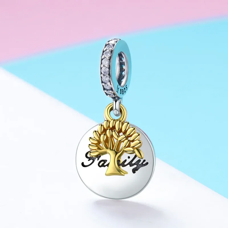 (kép) PANDORA típusú bicolor vintage életfa függő charm - SCC816 - Megtekintés 2