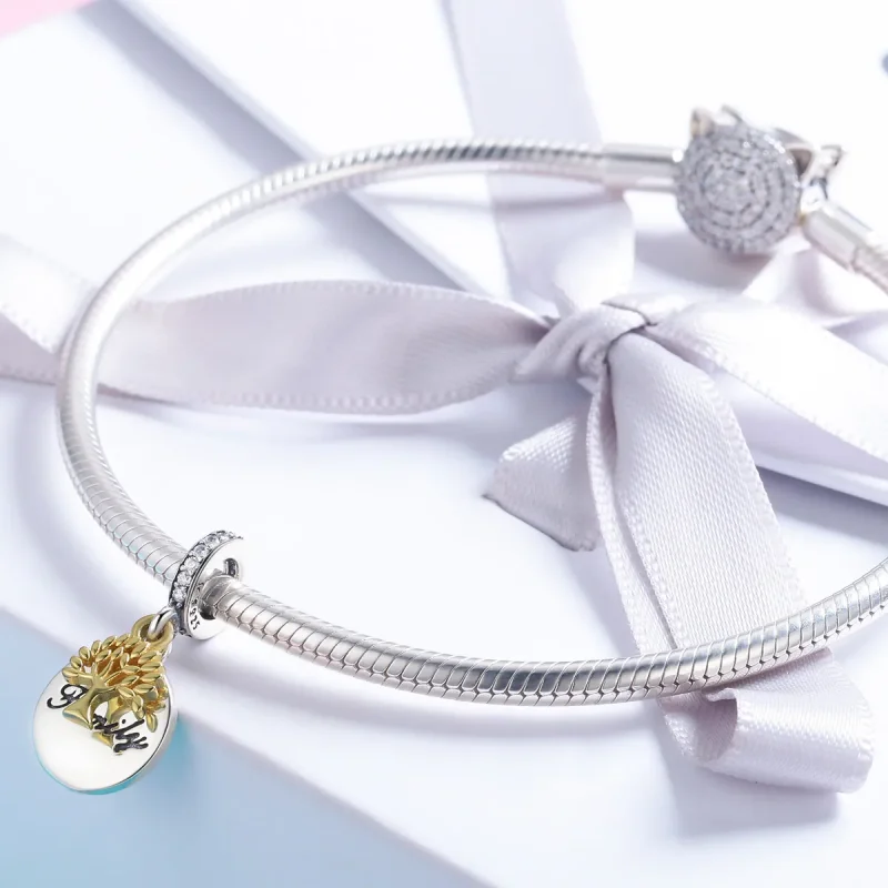 (kép) PANDORA típusú bicolor vintage életfa függő charm - SCC816 - Megtekintés 4