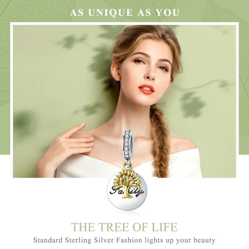 (kép) PANDORA típusú bicolor vintage életfa függő charm - SCC816 - Megtekintés 6