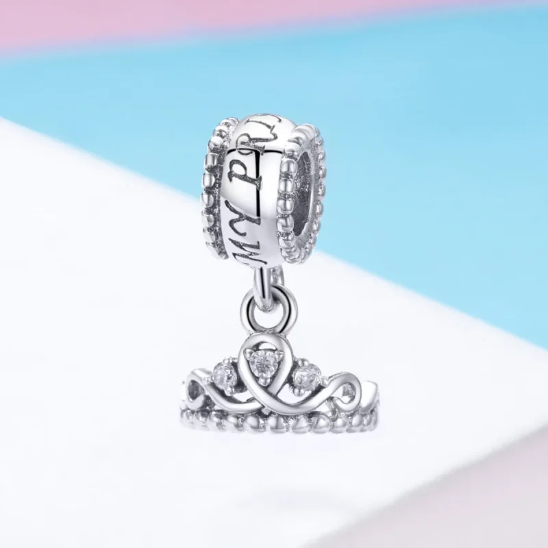 (kép) PANDORA típusú crown hercegnő függő charm - SCC739 - Megtekintés 2