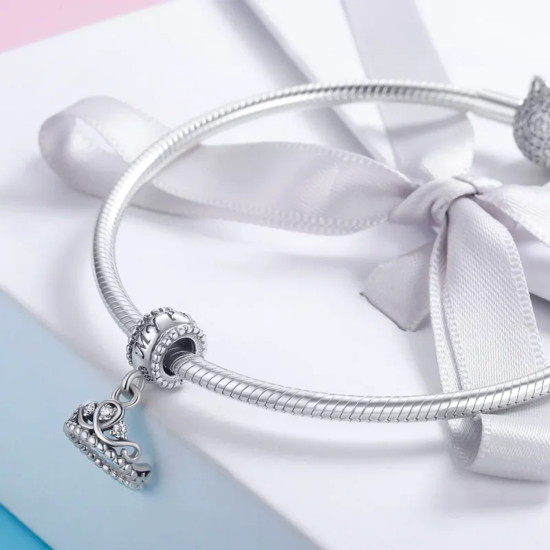 (kép) PANDORA típusú crown hercegnő függő charm - SCC739 - Megtekintés 4