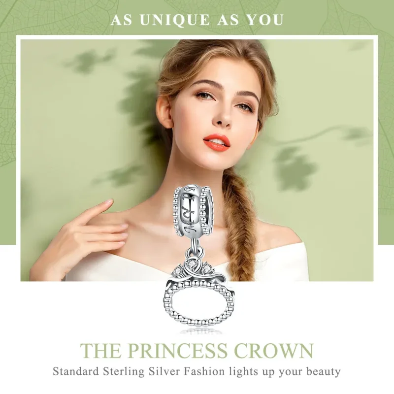 (kép) PANDORA típusú crown hercegnő függő charm - SCC739 - Megtekintés 6