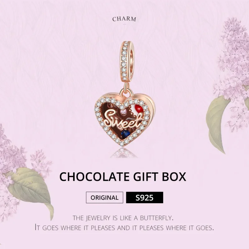 (kép) PANDORA típusú csokoládé díszdoboz függő charm - SCC1670 - Megtekintés 6