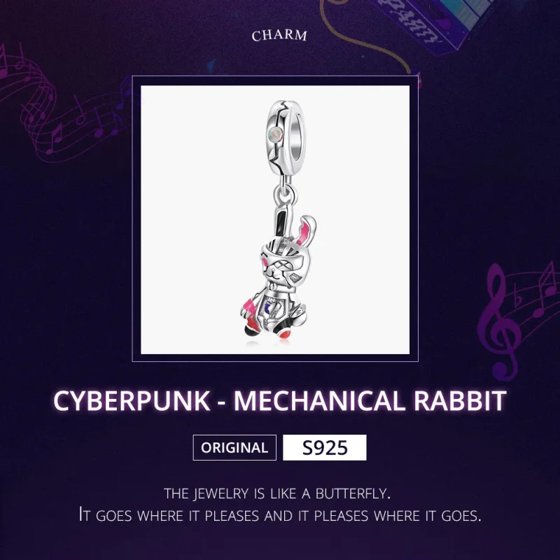 (kép) PANDORA típusú cyberpunk - mechanikus nyúl függő charm - SCC1841 - Megtekintés 5