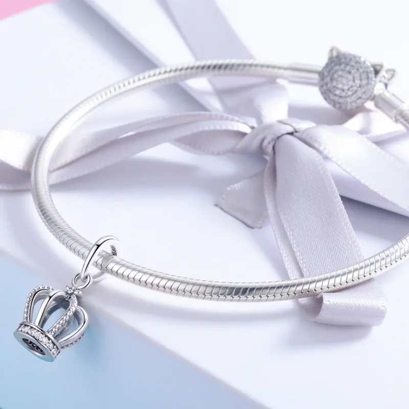 (kép) PANDORA típusú elegáns korona függő charm - SCC781 - Megtekintés 3