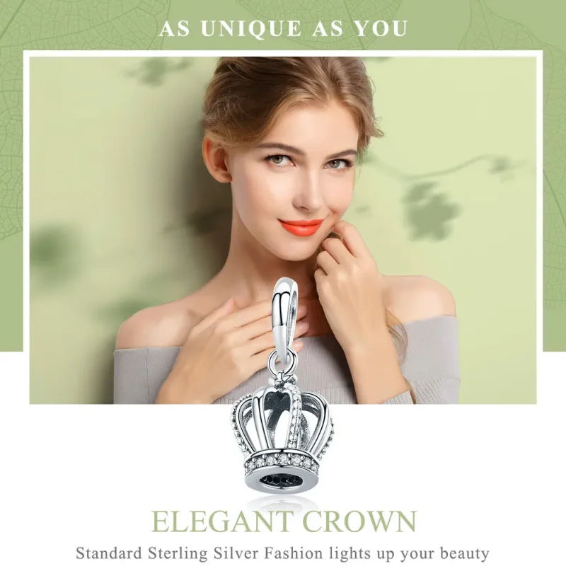 (kép) PANDORA típusú elegáns korona függő charm - SCC781 - Megtekintés 6
