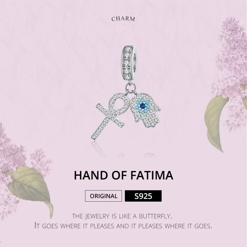 (kép) PANDORA típusú fatima keze függő charm - BSC084 - Megtekintés 6