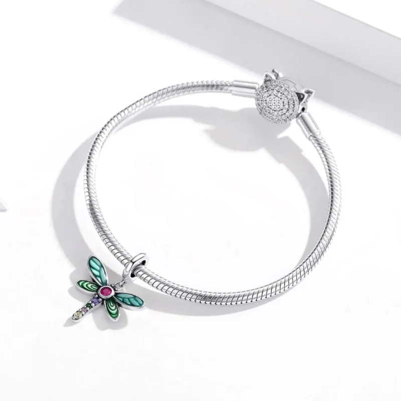 (kép) PANDORA típusú fényes szitakötő függő charm - SCC1706 - Megtekintés 3