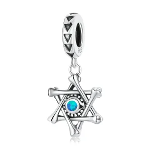 (kép) PANDORA típusú Hexagram ördögszem függő charm - SCC2174