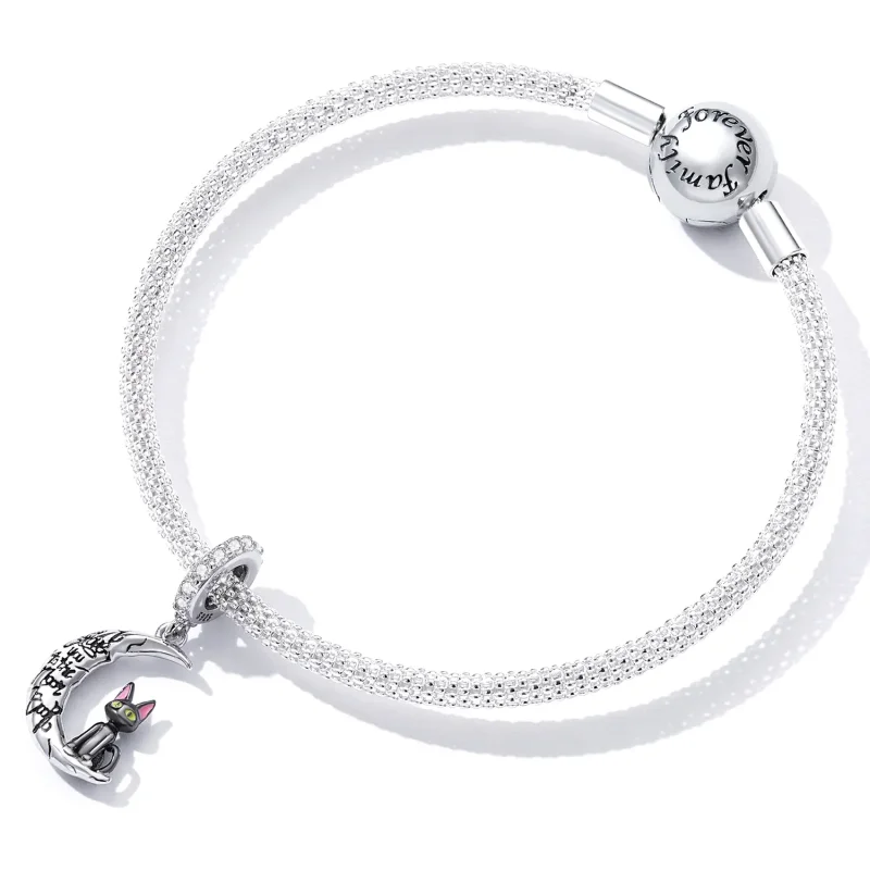 (kép) PANDORA típusú Hold fekete macska függő charm - SCC2218 - Megtekintés 4
