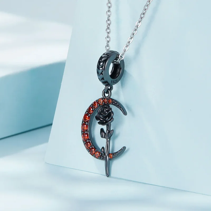 (kép) PANDORA típusú Hold rózsa függő charm - SCC2384 - Megtekintés 2
