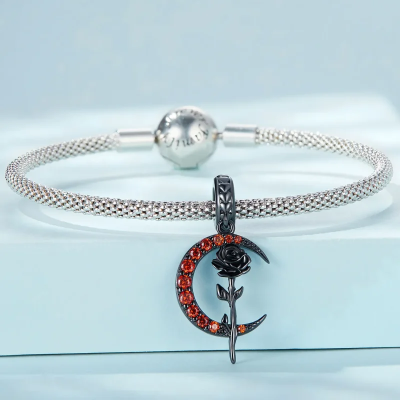 (kép) PANDORA típusú Hold rózsa függő charm - SCC2384 - Megtekintés 3