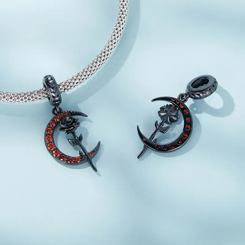(kép) PANDORA típusú Hold rózsa függő charm - SCC2384 - Megtekintés 4