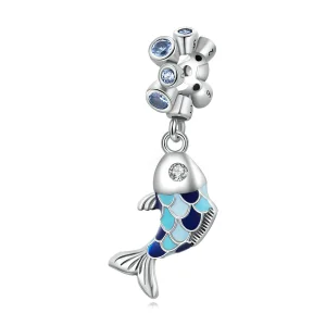 PANDORA típusú Kis hal köpködő buborékok függő charm - SCC2049 (kép) PANDORA típusú Kis hal köpködő buborékok függő charm - SCC2049