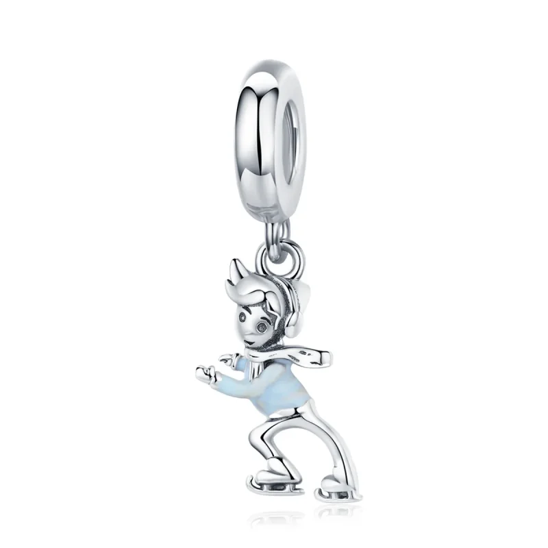 (kép) PANDORA típusú Kisfiú síelés függő charm - SCC1352