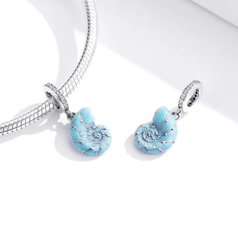 (kép) PANDORA típusú kék conch függő charm - SCC1560 - Megtekintés 2