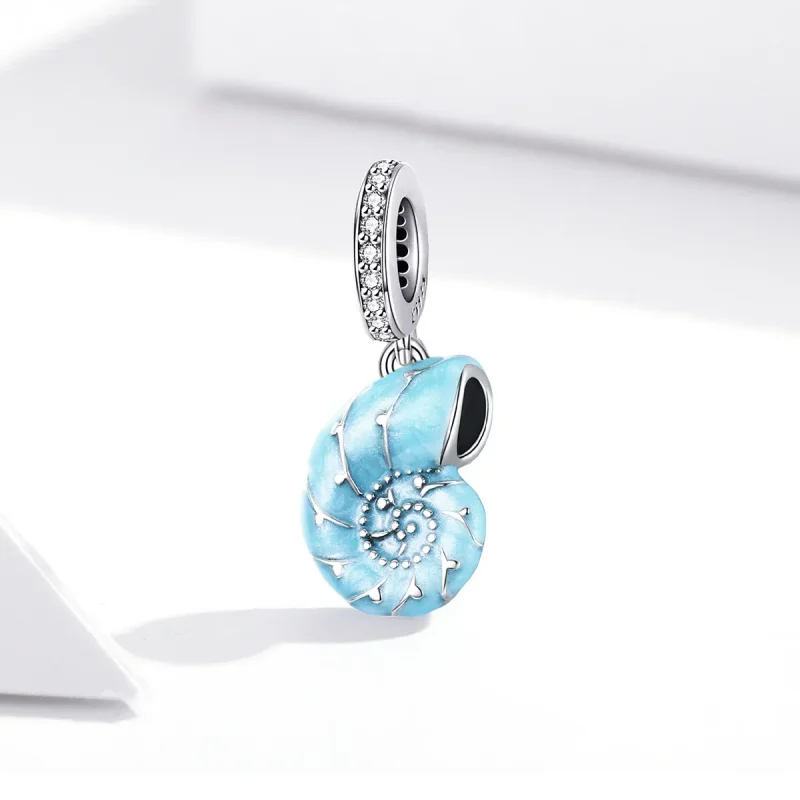 (kép) PANDORA típusú kék conch függő charm - SCC1560 - Megtekintés 3