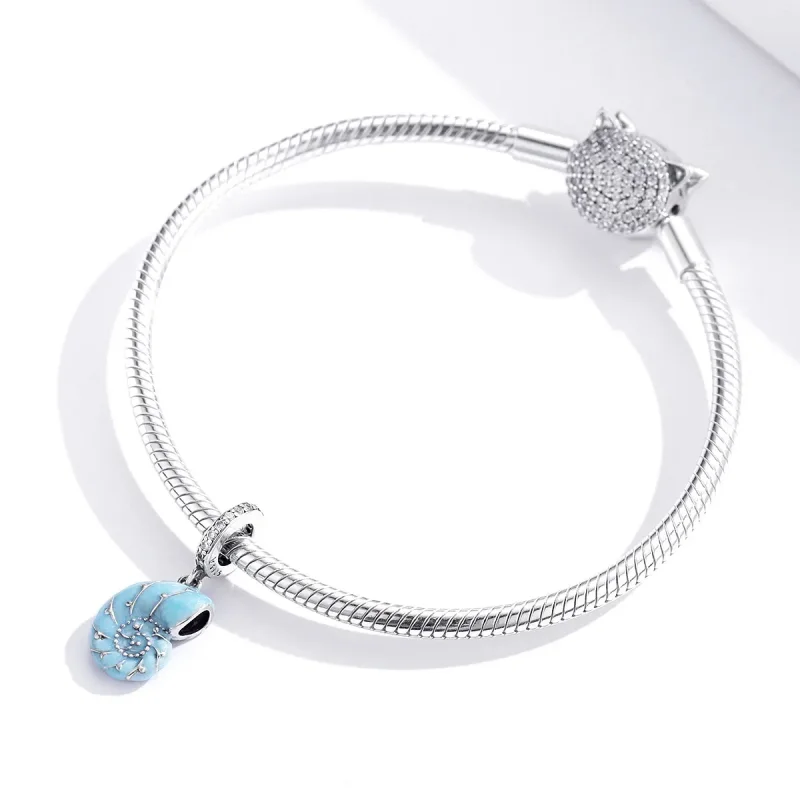 (kép) PANDORA típusú kék conch függő charm - SCC1560 - Megtekintés 4