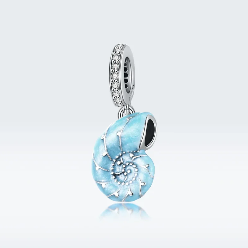 (kép) PANDORA típusú kék conch függő charm - SCC1560 - Megtekintés 5