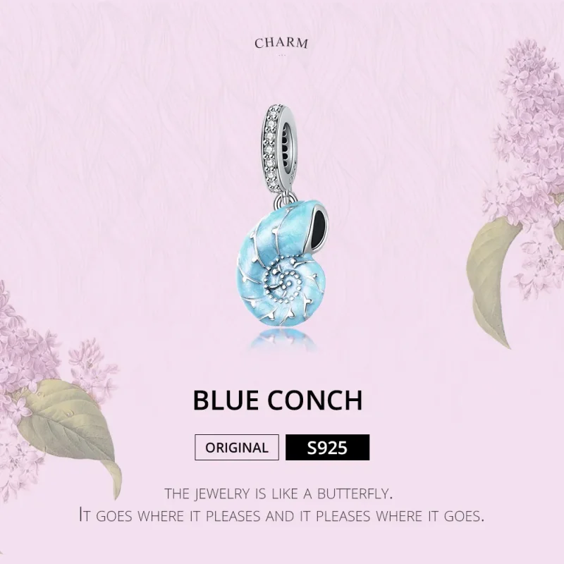 (kép) PANDORA típusú kék conch függő charm - SCC1560 - Megtekintés 6
