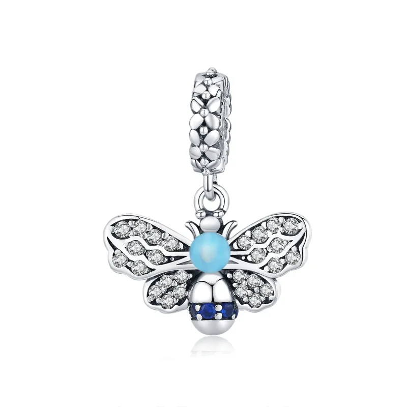 (kép) PANDORA típusú kék méh függő charm - SCC1480