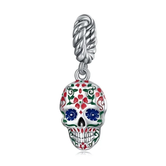 (kép) PANDORA típusú Koponya függő charm - SCC2361