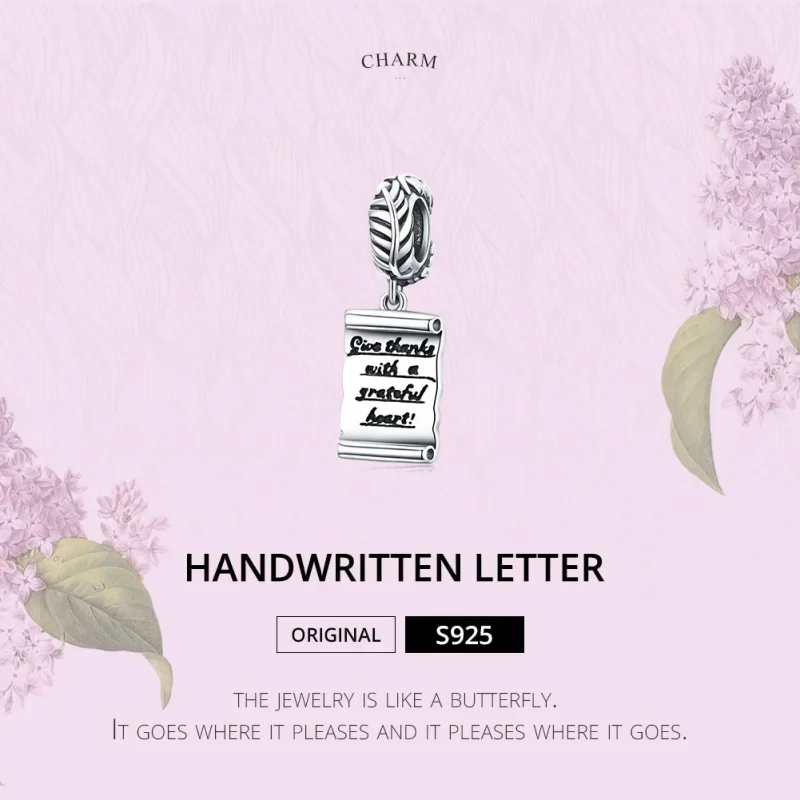 (kép) PANDORA típusú kézzel írt levél függő charm - SCC1605 - Megtekintés 6